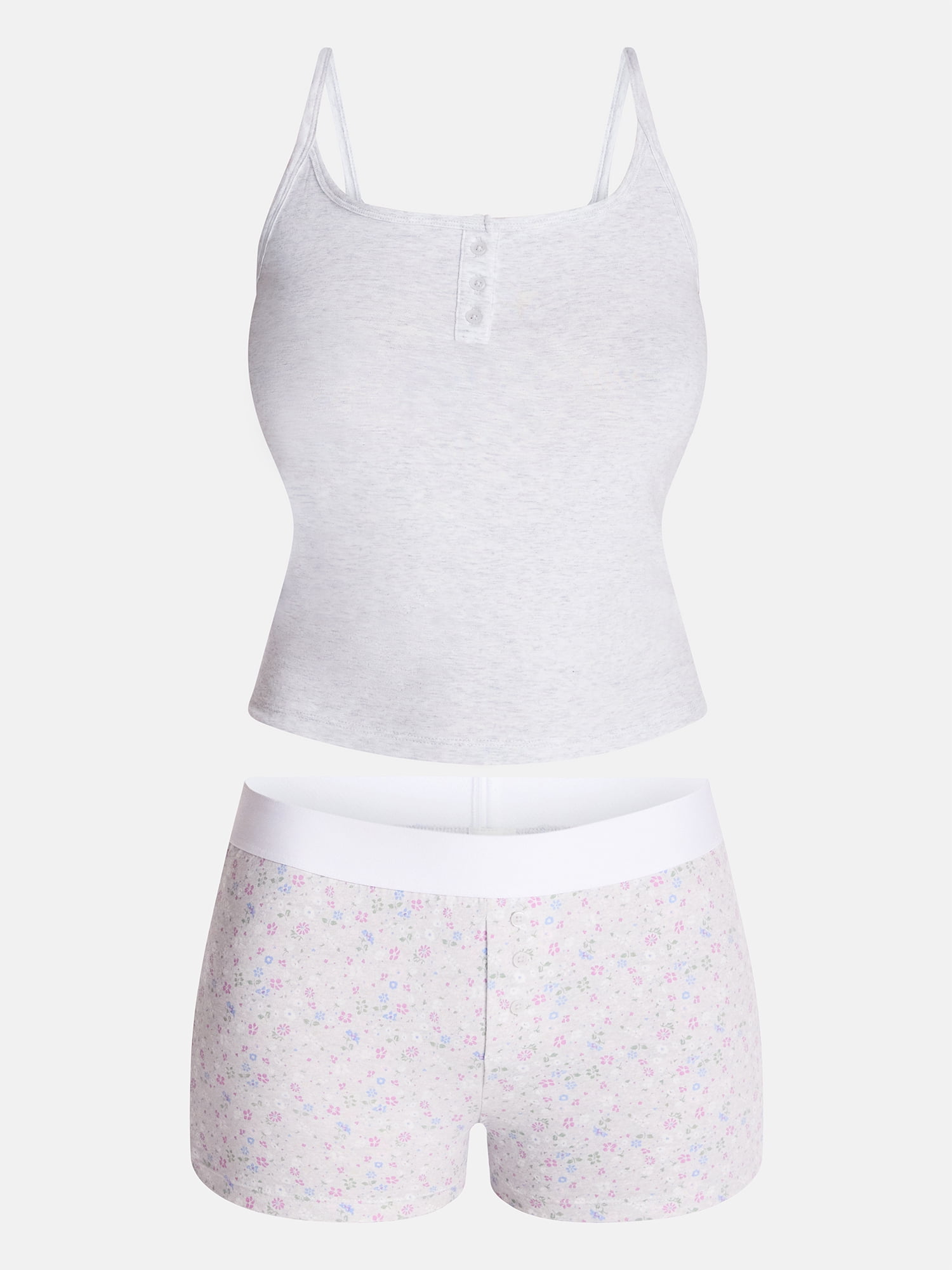No Boundaries Women’s and Women’s Plus Cloud Core Sleepwear Cami and Boxers, 2-Piece Set, Sizes XXS-3X