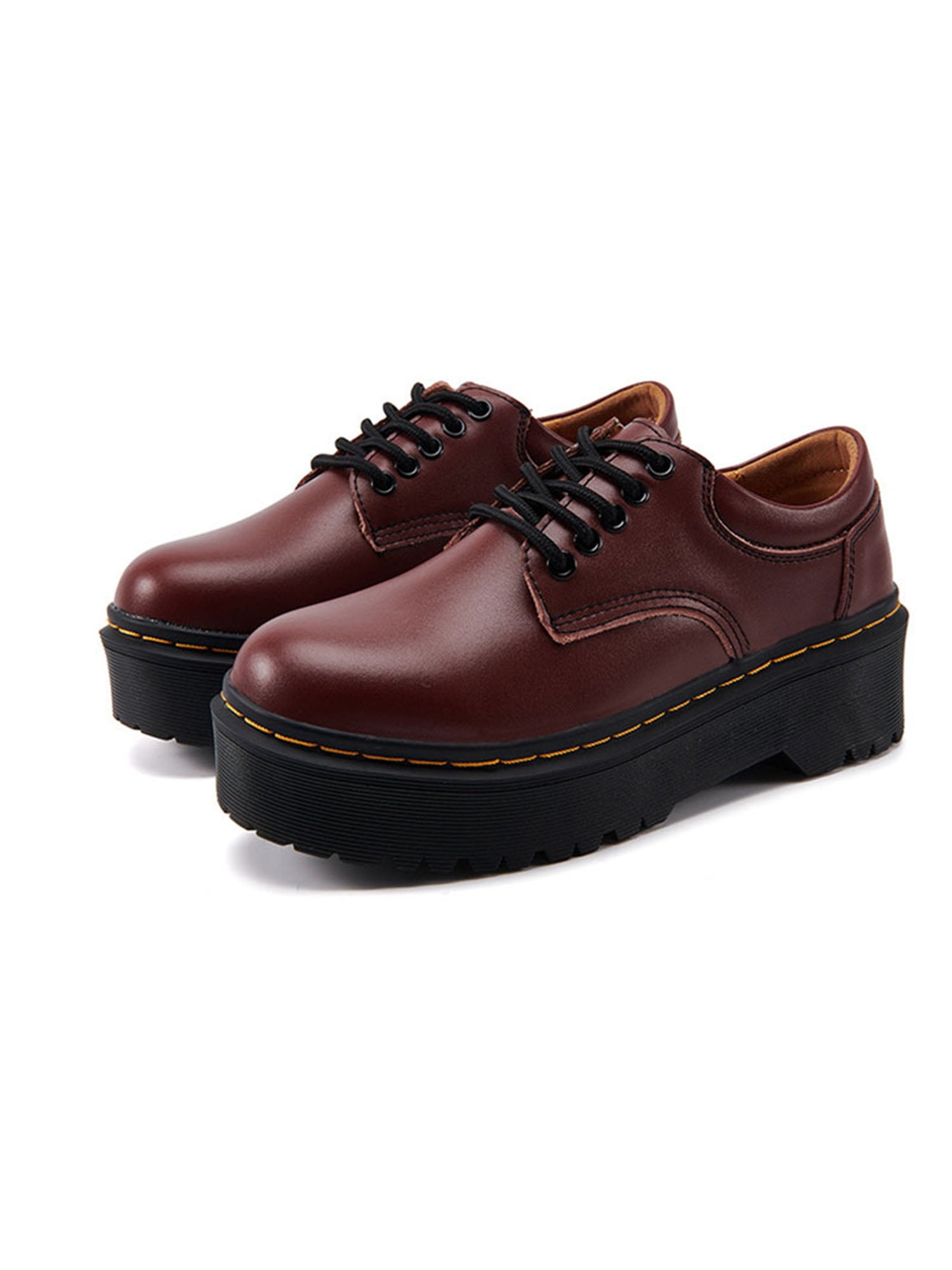 Details about   Retro Women Real Leather Round Toe Oxfords Lace Up Casual Shoes Breathable Shoes