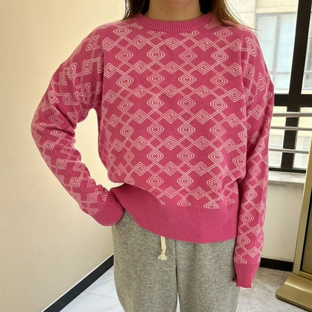 Summer Last Clearance HIMIWAY Elevate Your Style Game with Our Luxurious Women s Knitwear Stay Warm and Stylish All Winter Long! Cozy and Chic Women s Pullover Hot Pink S