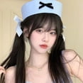 thumbnail image 5 of Vjnyvs Sweet Sailor Hat with Roll-up Brim Navy Seafaring Hat with Black Bowknot for Adult Teens Hat, 5 of 7