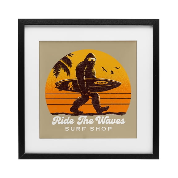 Stupell Industries Eclectic Ride The Waves Surf Shop Black Framed Print Under Glass, 13 x 13, by Jedco Brands Inc.