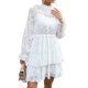 thumbnail image 1 of Mini Vestido Escalonado Vestido ajustado para mujer Vestido corto tipo túnica con mangas abullonadas Traje diario con medio cuello alto Ygjytge Blanco Xl para Mujer, 1 of 1