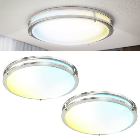 Sunco 14 Inch LED Ceiling Mount Light Fixture, Close to Ceiling Round Flat Light, 21W, 1500 LM, Selectable CCT 2700K/3000K/4000K/5000K/6000K, Dimmable, Hardwired ETL 2 Pack