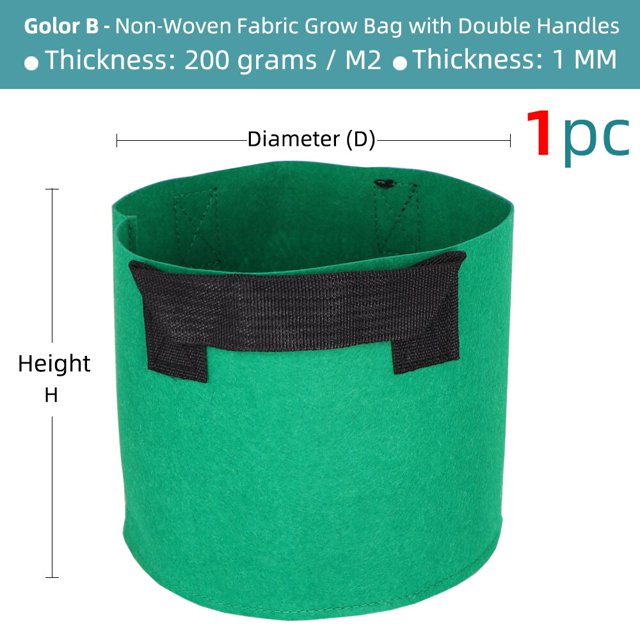 RBCFHl 1-20Gallon 15 Colors Garden Grow Bag w/ Handles Indoor Outdoor Fabric Aeration Plant Pot Container Flower Vegetable Pouch12Gallon (D40xH35cm) He Qiyong unisex