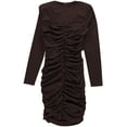 thumbnail image 2 of GUESS Womens Brown Ruched Cut Out Zippered Long Sleeve Round Neck Short Party Body Con Dress 4, 2 of 2