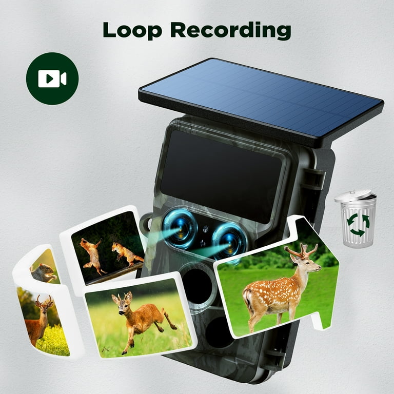 Campark 4K UHD WiFi Trail Camera, Solar Powered, 30FPS Night