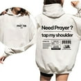 thumbnail image 2 of "Need Prayer? Tap My Shoulder" Double-Sided Graphic Hoodie, Unisex Christian Faith-Based Apparel, Praying Friend Streetwear, 2 of 7