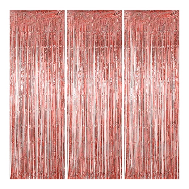 FloreceBien - Paquete de 3 cortinas con flecos para decoración de fiestas, bodas, graduaciones, cumpleaños, Navidad, eventos, fiestas, suministros de 1 x 2 m