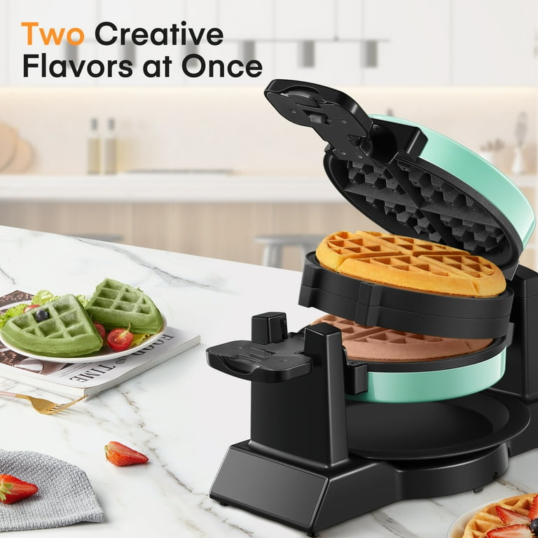 FOHERE Double Belgian Waffle Maker 180 Flip, 1400W, Waffles