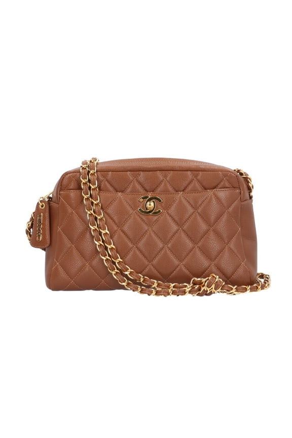 Pre-Owned Chanel Matelasse Shoulder Bag Leather Brown Women's CHANEL Chain (Fair)