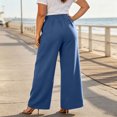 thumbnail image 5 of hlysgo Women's Wide Leg Pants Elegant High Waisted Asymmetrical Pant Business Casual Dress Trousers with Pockets Navy,2xL, 5 of 5