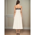 thumbnail image 6 of Women' Long Slip Dress Thin Camisole Maxi Robe over Knee Length Cream White S, 6 of 7