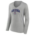 thumbnail image 2 of Women's Gray Arizona Wildcats Campus Long Sleeve V-Neck T-Shirt, 2 of 3