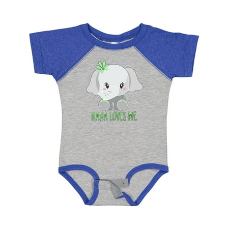 

Inktastic Nana Loves Me- Cute Elephant Gift Baby Boy or Baby Girl Bodysuit