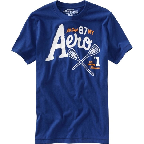 Aeropostale Hombres Nyc East Div. Camiseta gráfica, azul, pequeña