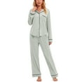thumbnail image 5 of GEX Cotton Women's Pajamas Set Button-Down Long Short Sleeve Shirt PJ Pants Two-piece Night Suit Sleepwear Loungewear, 5 of 7