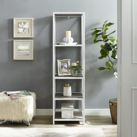 Charlie 4 Shelf Grey Wash White Bookshelf By River Street