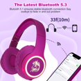 thumbnail image 4 of Auriculares Bluetooth para niños YUSONIC Unicornio plegables con LED, 4 of 9