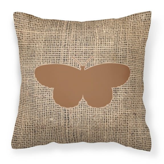 Carolines Treasures BB1052-BL-BN-PW1818 Butterfly Burlap and Brown Canvas Fabric Decorative Pillow BB1052 18H x18W
