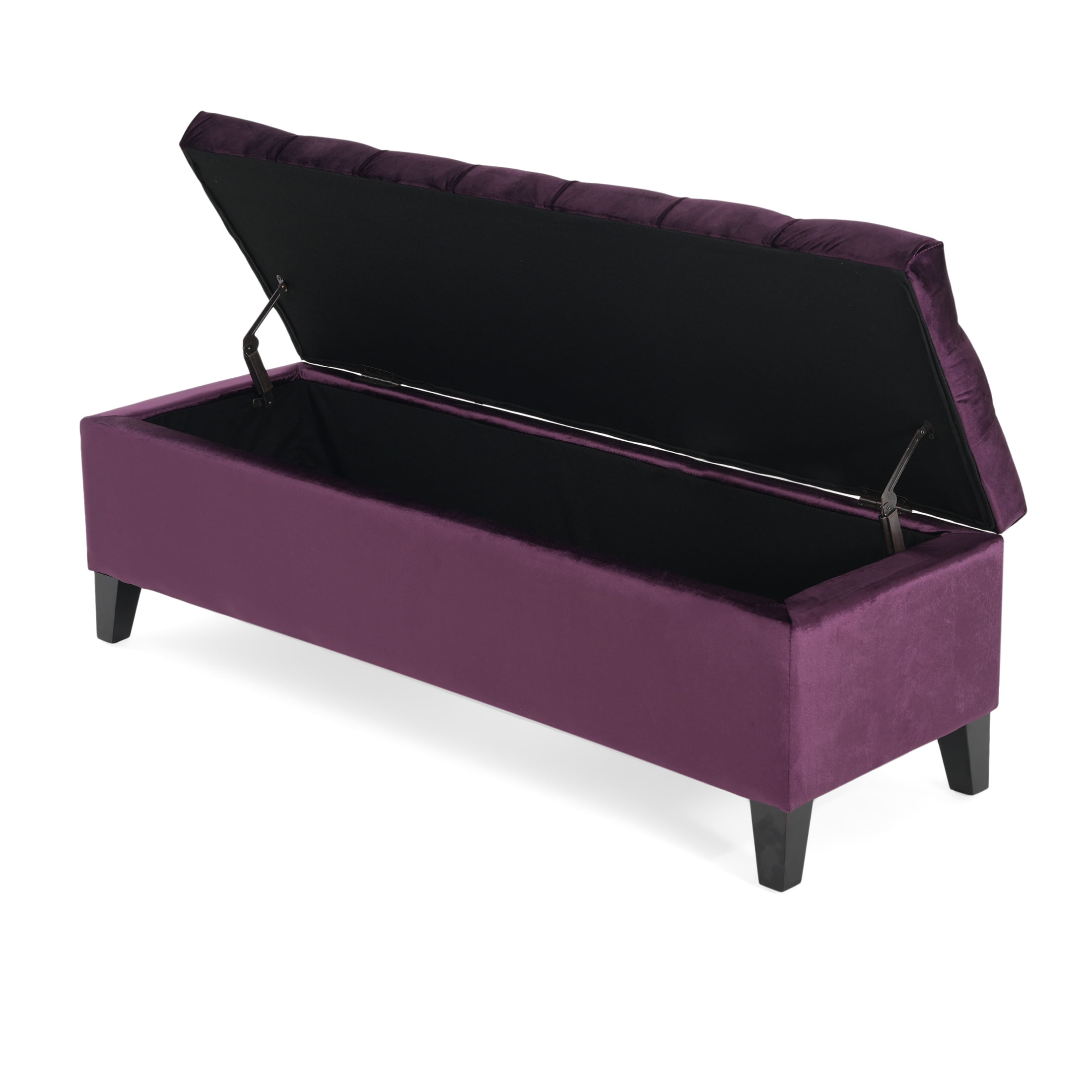 Christopher Knight Home Modern 52" Velvet Storage Ottoman Bench, Button Tufted, Purple