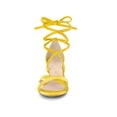 thumbnail image 6 of BLISSFUL STEP Women Velvet Lace-Up Clear Block Heel Sandals Yellow 6, 6 of 8