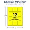 thumbnail image 6 of Avery Printable Square Labels, Neon Yellow, 2-1/8" x 2-1/8", 480ct, 6 of 11