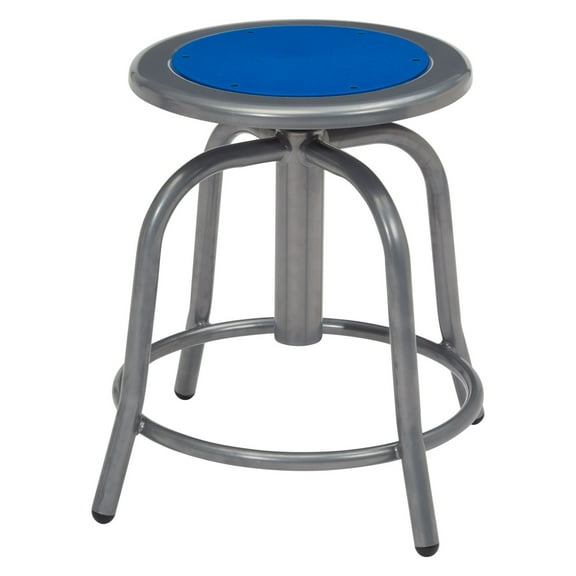 NPS 6800 Series 18-24" Swivel Metal Stool with Persian Blue Seat in Gray