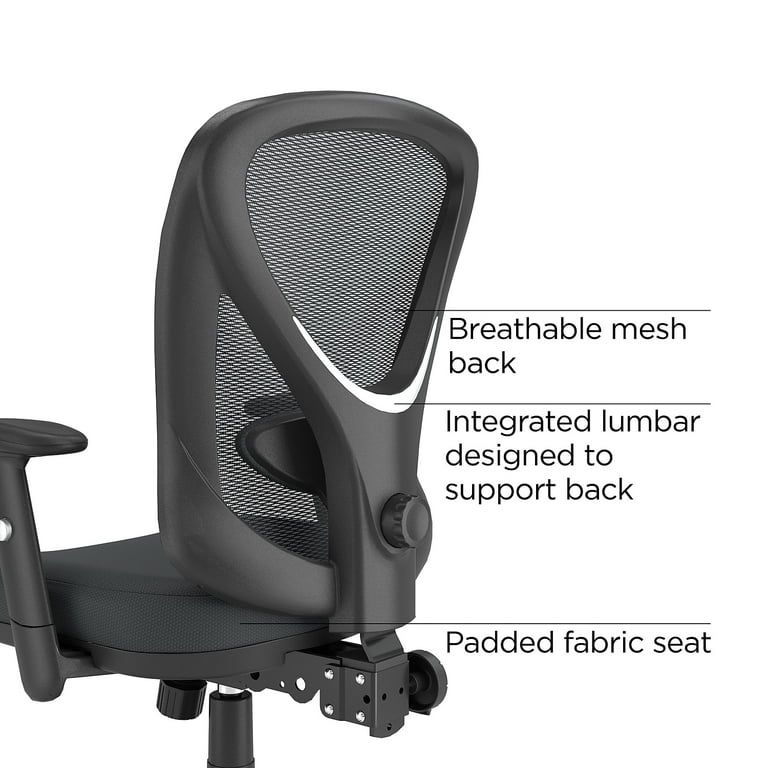 STAPLES Office Chair Black Mesh Back Adjustable Task Desk Chair