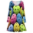thumbnail image 3 of Multi Colored Pickleballs Long Sleeve Dresses For Women Vintage Elegant Party Dress Oversized V-neck Dress S-8XL, 3 of 7