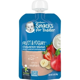 Gerber Graduates Snacks for Toddler, Fruit & Yogurt Strawberry Banana, 3.5 oz Pouch