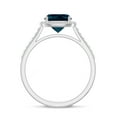 thumbnail image 3 of 925 Sterling Silver Cushion Shaped London Blue Topaz Halo Ring, Moissanite Engagement Ring in White Gold Plated| December Birthstone Wedding Ring, Birthday, Anniversary Jewelry, Ring Size 5, 3 of 4