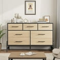 thumbnail image 3 of Senfot 7 Dresser for Bedroom, Freestanding 52" Wide Drawer Dresser with Storage, Wooden Closet Storage Chest for Living Room, Bedroom, Entryway, Natural Oak+Black, 3 of 7