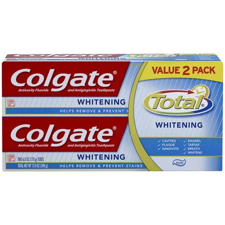  total anticavité -amp- Fluoride Toothpaste contre la gingivite Whitening 6 oz 2 pièces