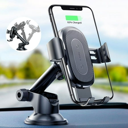Baseus Wireless Car Charger, 10W Qi Fast Charging Car Phone Holder Dashboard Windshield Car Mount Compatible with iPhone Xs/Xs Max/XR/X, Galaxy Note 9/ S10/ S9/ S9+ & Other Qi-Enabled