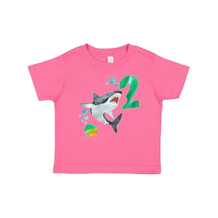 

Inktastic Second Birthday Shark with Cake Gift Baby Boy or Baby Girl T-Shirt