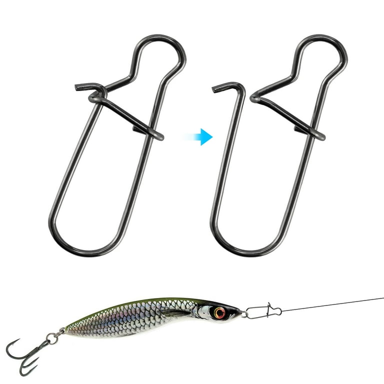 TSV 200pcs Fishing Line Snap Clips, Stainless Steel Duo Lock