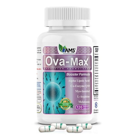 America Medic & Science Ova-Max Prenatal Vitamins for Women (120 Capsules) Boosts Fertility and Ovulation | Pregnancy Aid and Female Preconception Supplements with CoQ10, Folic Acid, and Myo-Inositol