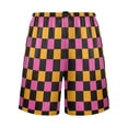 thumbnail image 2 of Men's Pajama Shorts Bottoms with Pockets Soft Lightweight Lounge Sleep Wear Pink and Orange Checkered, 2 of 6