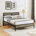 thumbnail image 4 of VECELO 3-Piece Bedroom Sets, Full Size Wooden Platform Bed with 2 Nightstands, No Box Spring Needed, Slate, 4 of 10