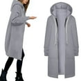 thumbnail image 3 of Women's Jacket Warm Hooded Zip Up Coat Soft Lightweight Winter Fashion Top Casual Outerwear Comfortable, 3 of 8