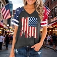 thumbnail image 2 of 4th of July Patriotic V Neck Shirt for Women Funny American Flag Graphic Tee Summer Short Sleeve T-Shirt Blouse, 2 of 4