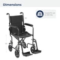 thumbnail image 5 of Silla de ruedas de transporte plegable y ligera Drive Medical TR39E-SV con reposapiés abatible, color plateado, 5 of 5