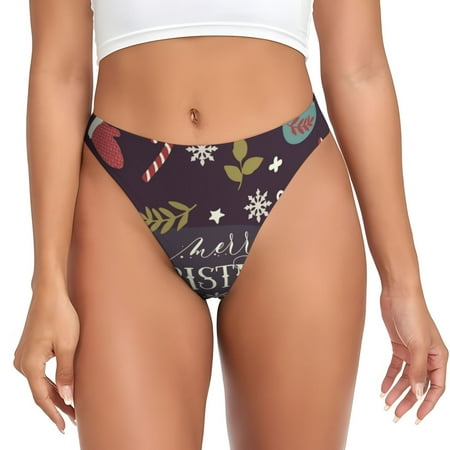 Sigee Merry Christmas for Women s G-String Panty  Low Rise  Soft Lace Perfect for Everyday Wear or Special Occasions-Medium