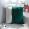 thumbnail image 5 of Set of 2 Velvet Trim Throw Pillowcase Patchwork Color with Gold Leather Throw Pillowcase Cushion Cover -18 x 18 inches - blackish green, 5 of 5