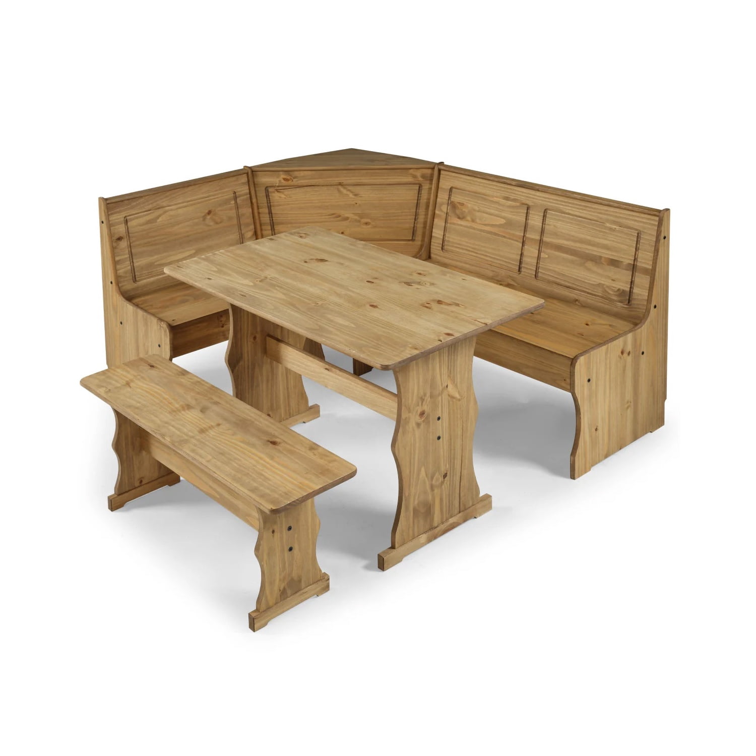 OS Home and Office Furniture Solid Pine Corner Dining Booth in Brown