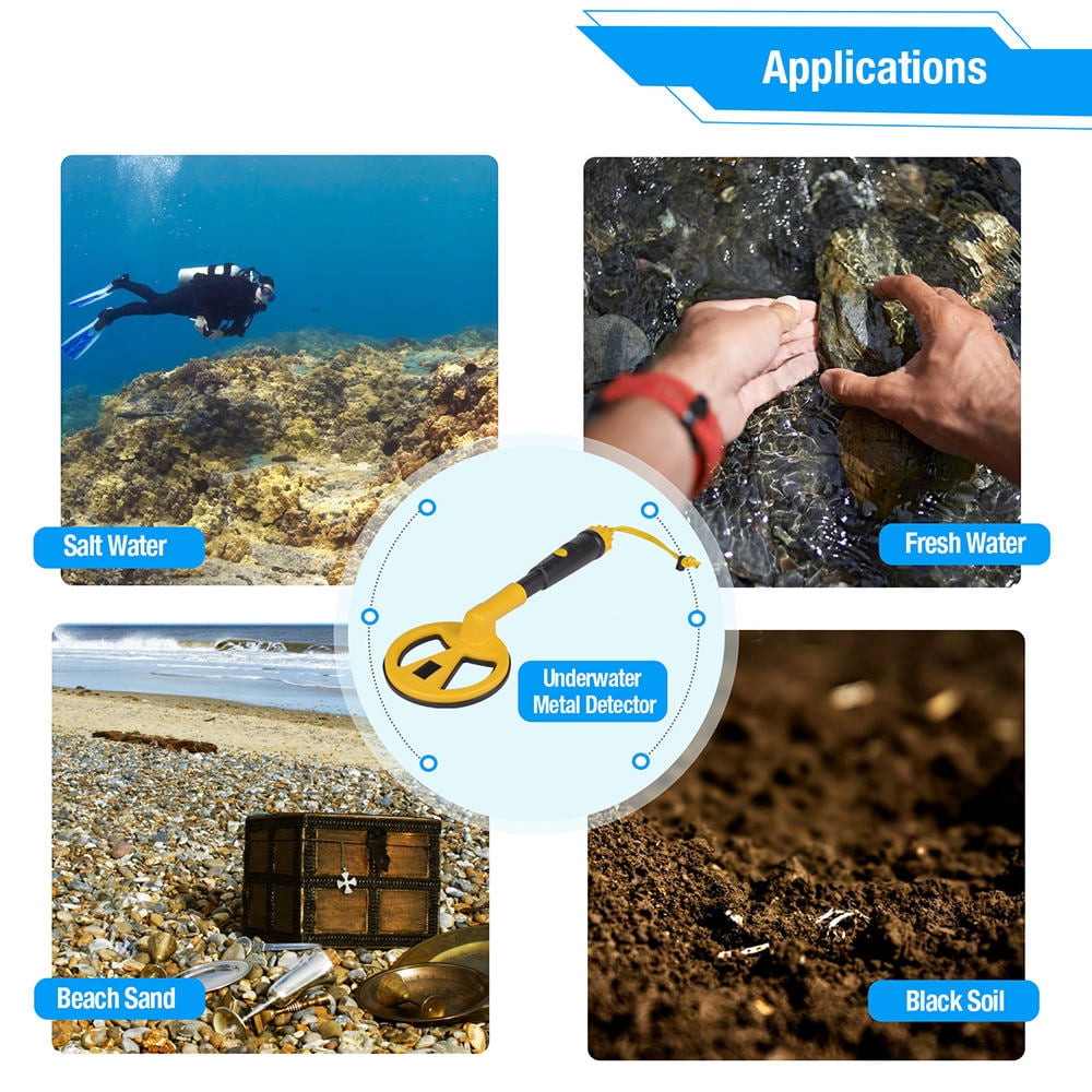 MD-790 IP68 Waterproof Underwater Metal Detector – Pulse Induction, 30ft Deep, LED & Vibration Alert, Handheld Treasure Finder for Diving, Beach, Lake, Ocean