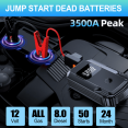 thumbnail image 2 of HAOAN Jump Starter with Air Compressor  3500A Jump Starter Up To 8L Gas/6L Diesel Engines with 150PSI Digital Tire Inflator  LCD Screen  LED Light  USB Fast Charging, 2 of 8