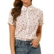 thumbnail image 1 of Blusa de algodón con volantes y cuello vuelto para mujer Rosa S, 1 of 6