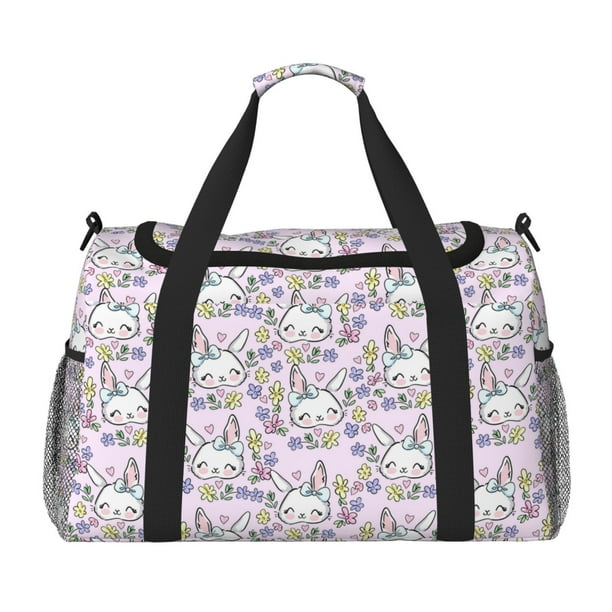 Disketp Purple Rabbit Bolsa de Viaje Tipo Duffle, Bolso de Mano para Fin de Semana para Mujer, Bolsa de Gimnasio Ligera para Hombre, Esencial para Viajes