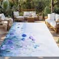 thumbnail image 2 of 5' x 8' Outdoor Rug, Blue Flower Outdoor Washable Rug Large Floor Carpet, Modern Pastoral Watercolor Oil Painting Non Shedding Area Rug for Outside Patio RV Porch Deck Balcony Camping Living Room, 2 of 9